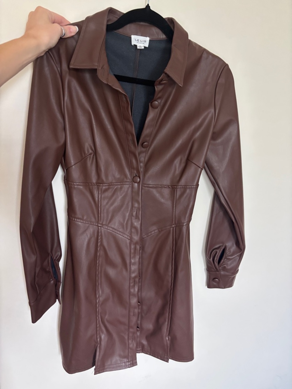 Le Lis Chestnut Brown Leather dress